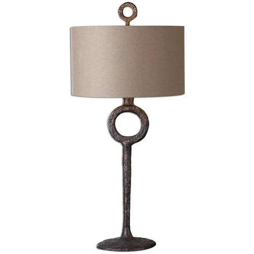 Uttermost Ferro Transitional Cast Iron Table Lamp in Beige/Bronze - Picture 1 of 6