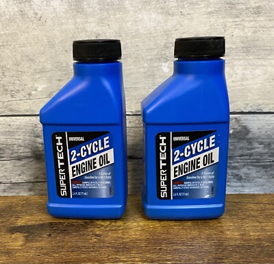 2 Pack Super Tech Universal 2-Cycle Engine Oil 2.6 oz Bottles ~ Sealed