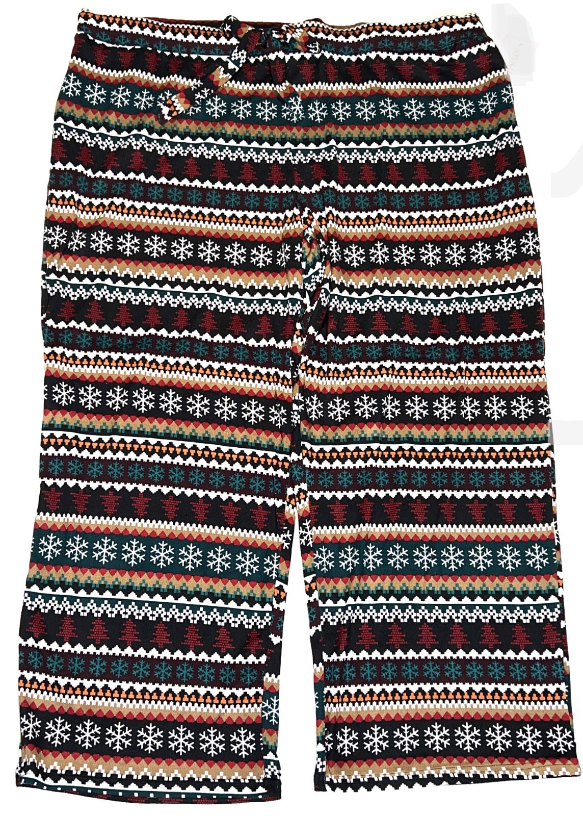 Joyspun Fairisle Snowflake Tree Hacci Knit Wide Leg Pajama Sleep Pant 3X 22W-24W