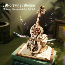 ROKR Magic Cello 3D Wooden Music Box Puzzle Kit Desk Decoration Adults Gift Toy