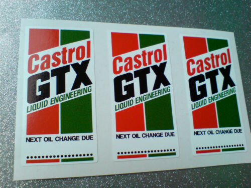 CASTROL GTX Classic Vintage Car Oil Change Reminder Stickers Decals 60mm - Afbeelding 1 van 1