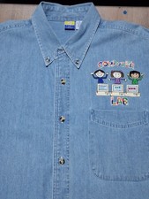 Vintage Teacher Denim Button-up Adult Extra Large Computers Technology VTG