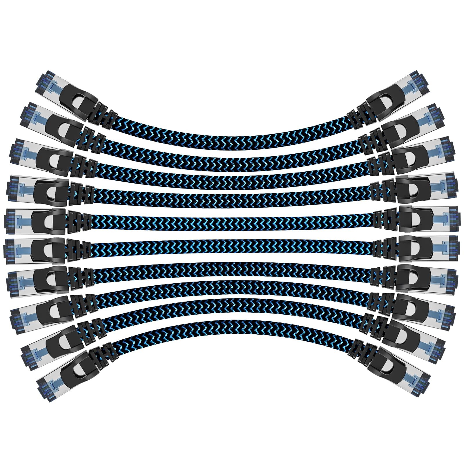Cat8 Ethernet Cable 3ft 10 Pack - 40Gbps High Speed 2000MHz Braided Blue LAN Cables-image