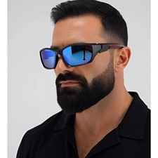 Sport Polarized Sunglasses Blue Mirror Lens Cycling Running Glasses Mens Outdoor