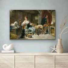 "Circus artist with dogs 1881" Otto Eerelman ,    Canvas Wall Art Picture Print