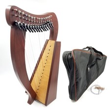 15 String Celtic Harp Black Wooden Lap Harp with Carry Case Tuning Key Strings