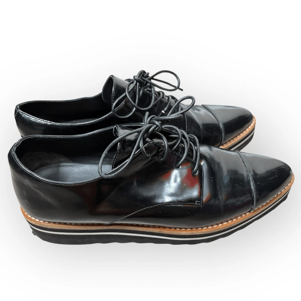 Mocasines Oxford Vince Alanis de charol negro punta en punta talla 8/38 Foto 4 de 4