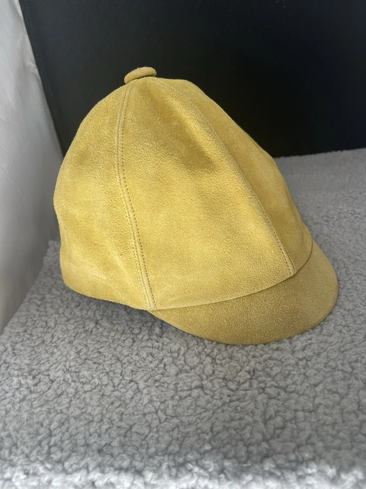 Винтажная замшевая кожаная горчичная кепка Disco Mod 1960-70-е на пуговицах топ маленький - Изображение 3 из 4