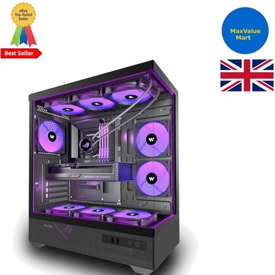 ANSAITE PC-Gehäuse vorinstalliert 6 × 120 mm PWM ARGB Lüfter, ATX Mid Tower schwarz