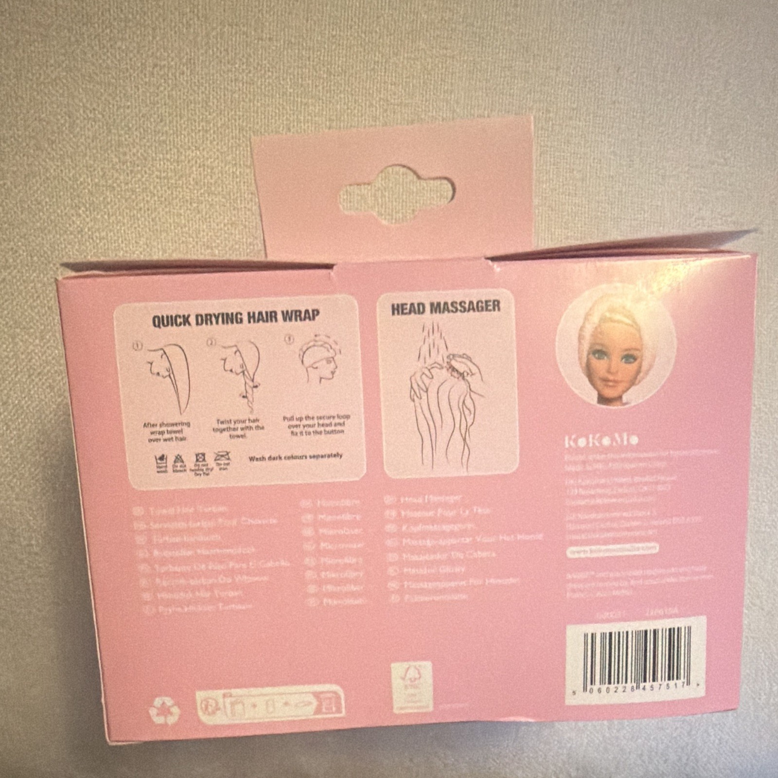 Barbie Strong Girls Make Waves Pink Quick-Dry Turban & Massager image 2
