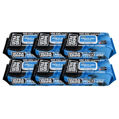UNIWIPE 6x UltraGrime PRO XXL+ Multi-Use Clothwipes Industrial Multi-Purpose 100 pack