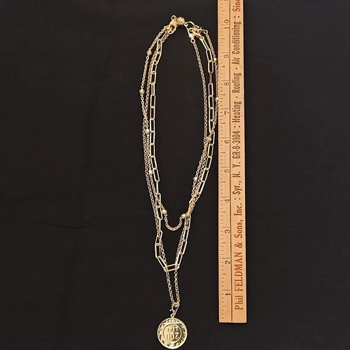 Bellezza Italy Layered Gold Tone Multi-Chain individual linked neclace  18in image 3