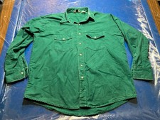 Vintage Winter Run Men's 2XL Button Up Heavy Shirt USA Made Green Distress