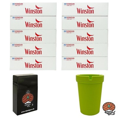 10 Pack Winston Filterhülsen + Autoaschenbecher + Zigarettenbox