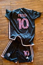 Adidas InterMiami Messi Soccer Kit Jersey Shorts Youth Kids Medium 26 Away Black