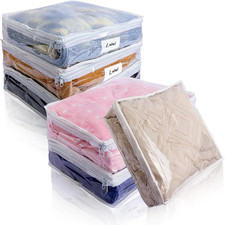 Clear Zippered Storage Bags Plastic Sweater Storage Bags with Zipper 6 Packs Clo