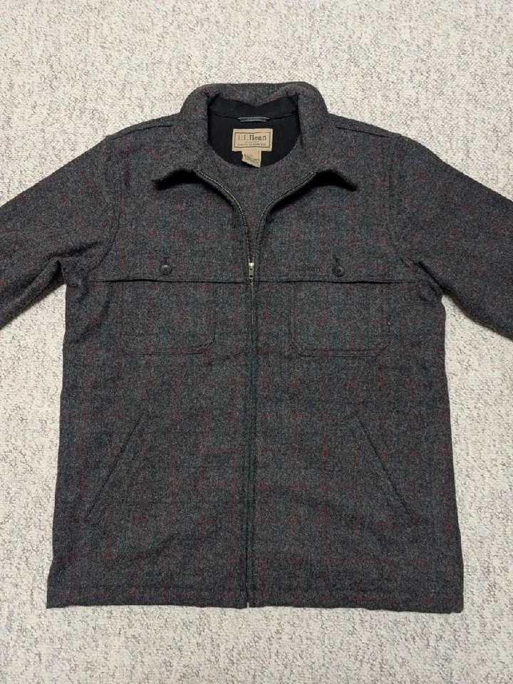 vintage LL BEAN wool jacket MALONE windowpane LT tall coat MACKINAW cape double - Image 3 of 4