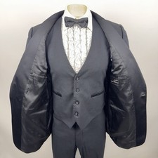 Vtg Oscar De La Renta Tuxedo Suit Mens 42 Short Jacket Coat 37 29 Pants Black