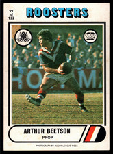 1976 #99 Arthur Beetson Easts Roosters Scanlens rugby league NRL card