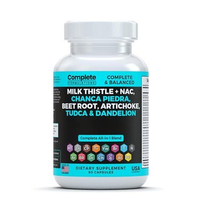 Complete Formulations Milk Thistle + NAC Supplement with Dandelion Root Extract,