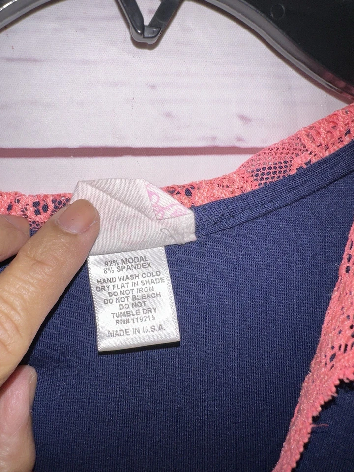 BEACH BUNNY Lounge Size M Lace Trim Full Zip Hoodie Navy Blue Pockets Stretch - Image 4 of 4