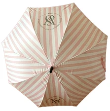 VICTORIA'S SECRET Fashion Show 2024 Pink White Striped Umbrella NEW tags Bagged