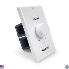 Herdio 100W In-Wall Volume Control Knob - 12-Position, 3 Plates, Compatible