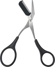 2 in 1 Eyebrow Scissors with Comb Stainless Steel Eyebrow Trimmer Scissors for