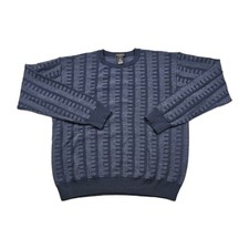 Maglione Vintage Mino Milano Geometrico Blu Nero Maglia Lana Uomo L Made In Italy