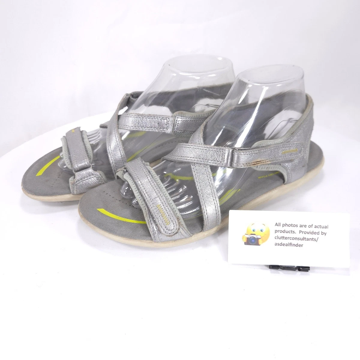 Ecco Sport Sandals Hiking Walking Women Size 39 US 8 Silver Leather Comfort ECCO Yucatan Sandal Low (1-1.9 in) Heel Height Sandals for  main image 4