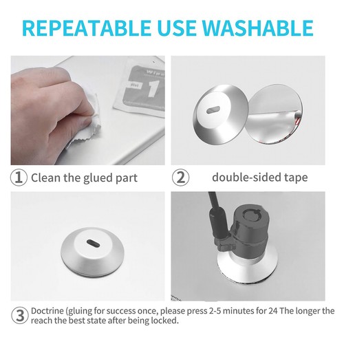 2X(Adhesive Security Plate with Slot for Cables To Lock Down Laptops,4806 - Photo 9/10