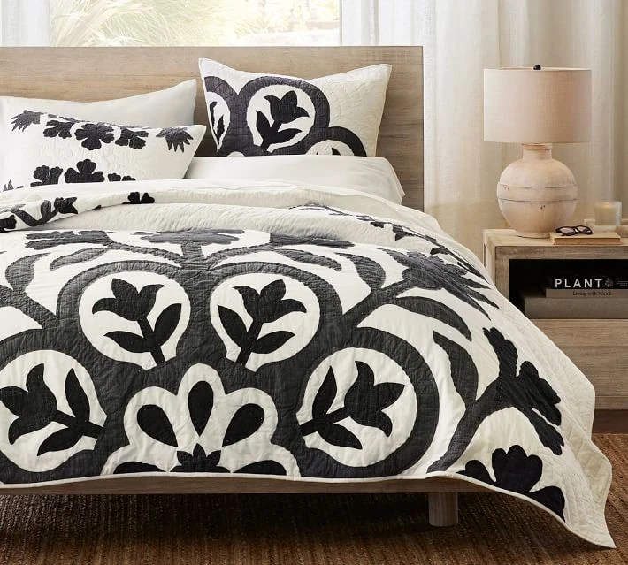 Pottery Barn Mahalo 贴花被子套装炭灰色女王 2 Std Shams 夏威夷 — 第 4/4 张图片