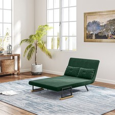 HOMCOM Schlafsofa, Zweisitzer mit Bettfunktion, Schlafcouch mit Samtoptik Grün