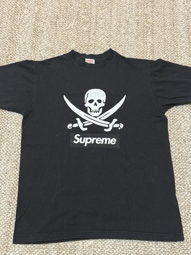 Supreme X Neighborhood 2007 Box Logo Pirate Skull Flag Rebel Without A Pause Tee