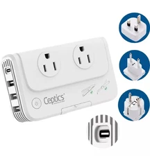 Ceptics European Travel Voltage Converter Step Down World Power Plug
