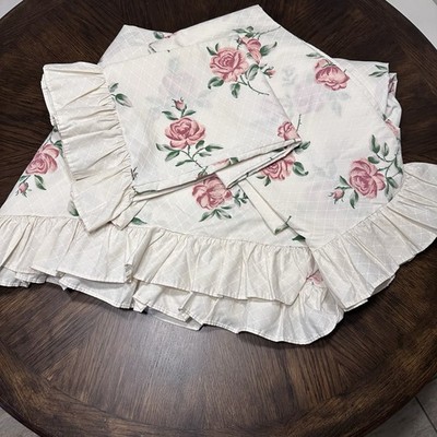 Vtg King Burlington Caress Flat Sheet w 2 PC , 3 pc set, Beautiful Floral Roses
