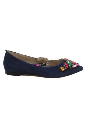 Boden flache Damenschuhe UK 6,5 blau 100% Wildleder Ballerinas