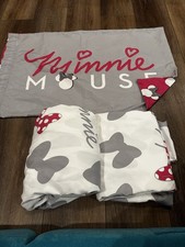 Minnie Mouse Disney Brand Twin Sheet Set Polka Dot And Bows Gray And Pink 3 Pc
