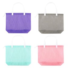 Resuable 4Pack Cute Mesh Tote Plool BagsMesh Beach Bags With Drawsting For To...