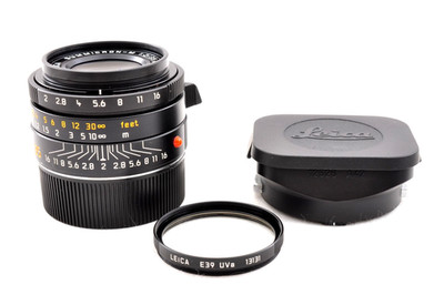 Leica Summicron M 35mm f/2 ASPH Black e39 #11879 with Filter & Hood