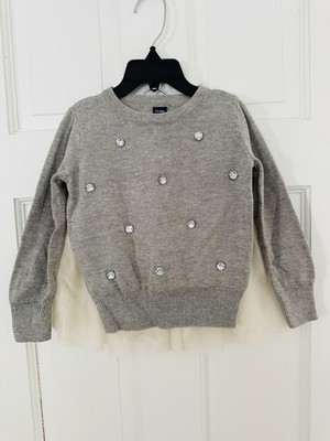 Gap Toddler Girl Sparkle Gray Sweater & Ivory Tulle Skirt Size 2T