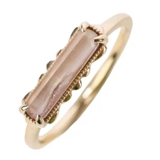 agete Agate K10 Square Shell and Quartz Ring, Size 9, Yellow Gold Women USED