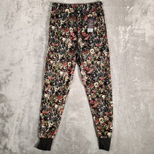 Ed Hardy Loungewear Women's Small Jogger Pants Skull Rose Tattoo Print Black