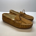 Minnetonka Moccasin 4135 Brown Leather Pile-Lined Hardsole Mocs Men's US Size 11