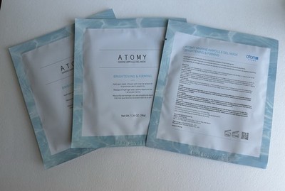 ATOMY Marine Ampoule Gel Mask 38g x 3pcs BRIGHTENING &FIRMING. 01/27. US SELLER.