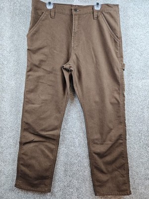 Full Blue Mens 38x32 Fleece Lined Straight Leg Winter Warm Pants Brown
