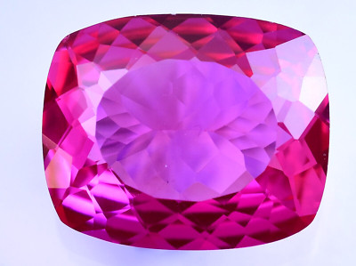 FLAWLESS Natural Pink Ruby 41.30 Ct Cushion Certified Loose 22.90 MM Gemstone