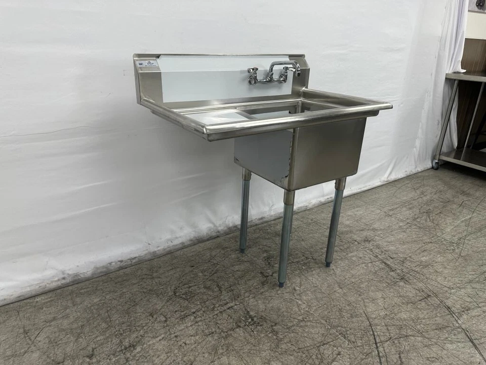 NEW 18" Stainless Steel Sink Left Compartment Faucet Included Commercial NSF - Image 3 of 4