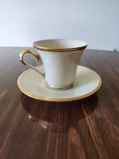 Lenox Eternal Footed Cup and Saucer Set Wide Gold Trim EUC Replacement 