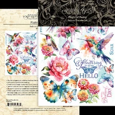 Graphic45 FLIGHT OF FANCY RUB-ON TRANSFER SET (2) Sheets scrapbooking VIVID